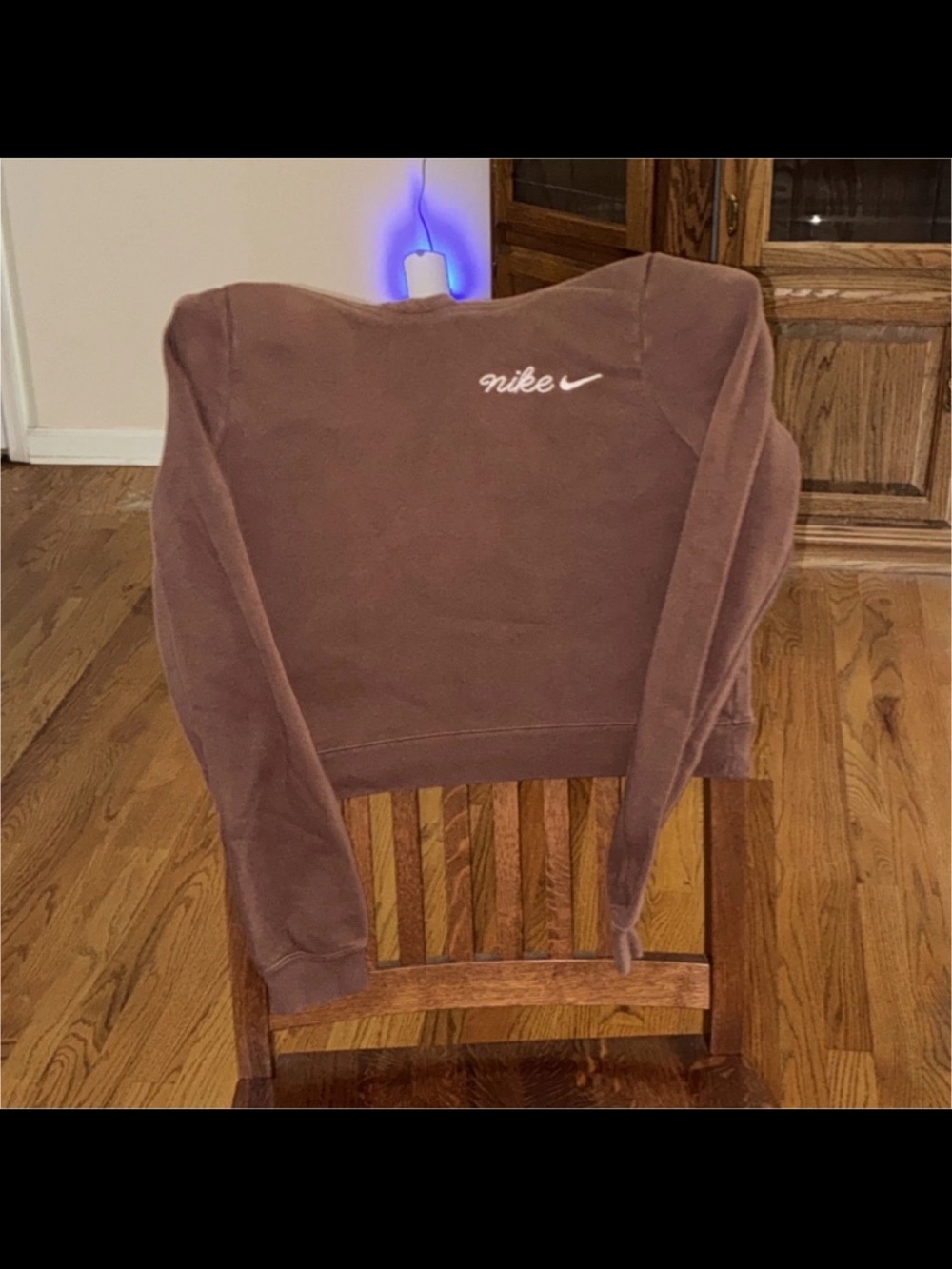 Nike Women's Brown Scoop-Neck Cropped Sweatshirt with White Script